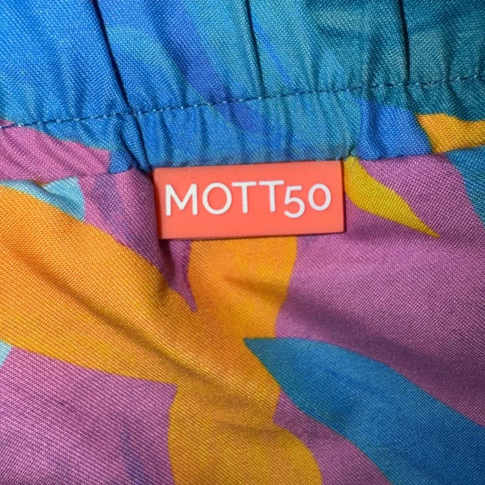 Mott50 Mens Tropical Floral Swim Trunks Blue Yellow 5.5 Inch Inseam Large‎